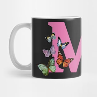 Letter pink M with colorful butterflies Mug